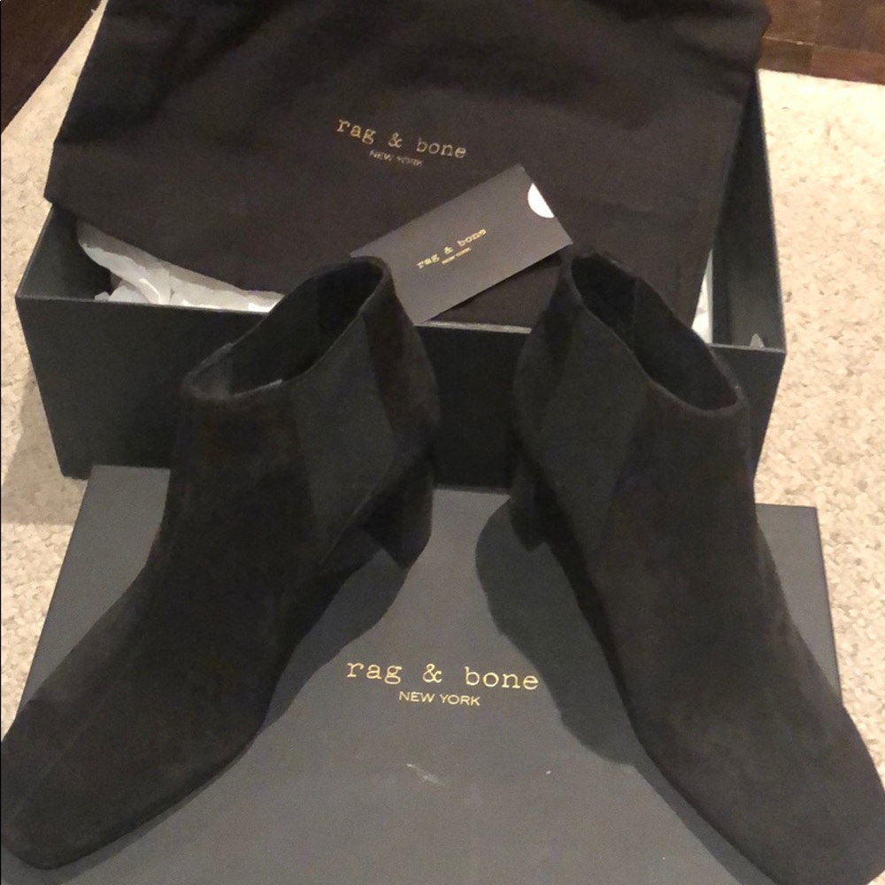 Rag & Bone Black Suede Booties 37 NWT